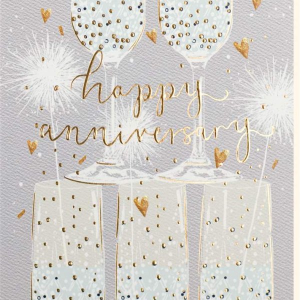 Anniversary Card - Champagne Glasses