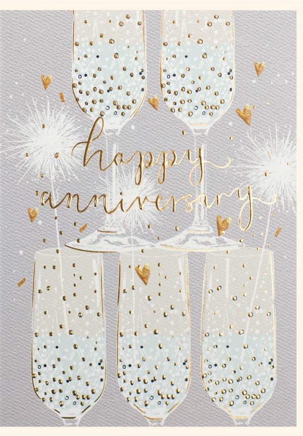 Anniversary Card - Champagne Glasses