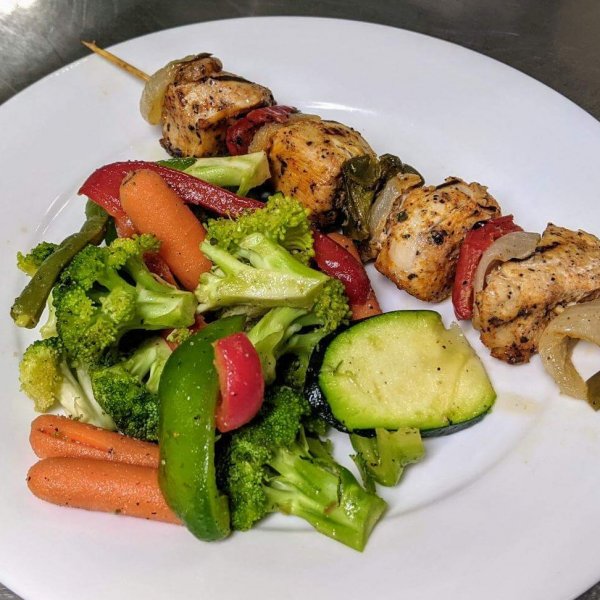 Chicken Shish Kebab & Steamed Vegetables