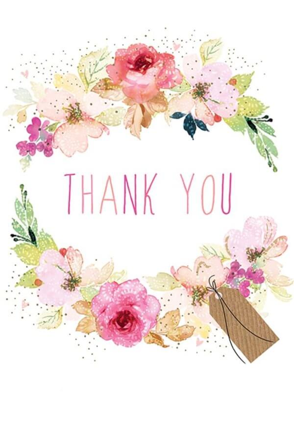 Thank You Card - Floral Wreath