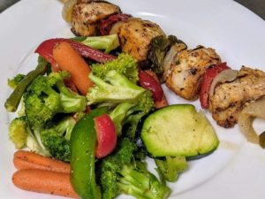 Chicken Shish Kebab & Steamed Vegetables