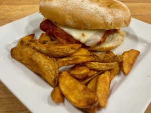 Veal Parmesan on a Bun with Wedges
